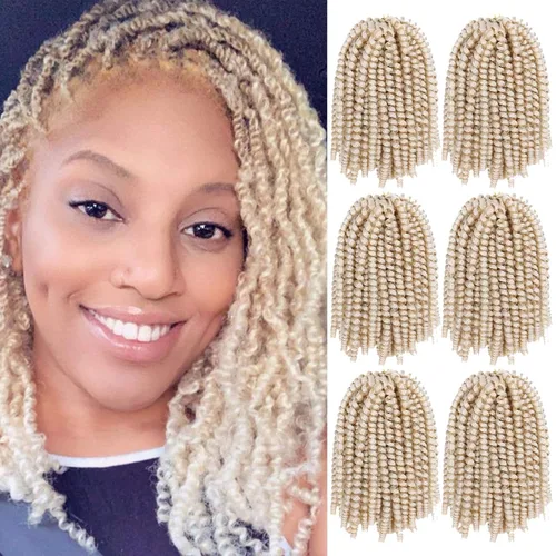 Miniatura 56 de Paquete de 2 cabello para trenzas en espiral de 8 pulgadas, cabello Spring Twist para rastas falsas, rastas de mariposa, cabello para trenzas, fibra
