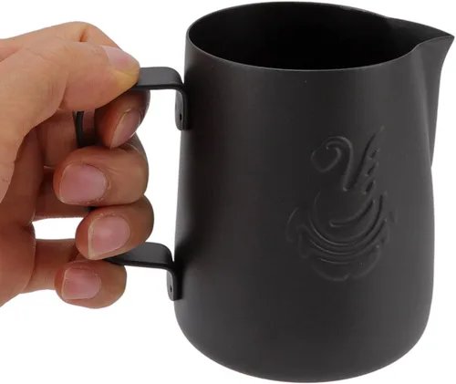 Miniatura 8 de Jarra espumadora de leche de acero inoxidable, taza de arte de café de 14 onzas con diseño de cisne para uso doméstico, capuchino, café con leche