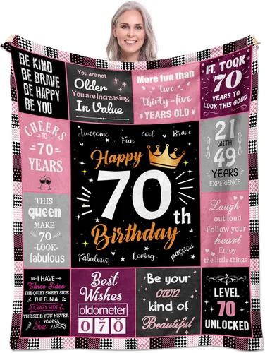 Miniatura 17 de Regalos de cumpleaños número 40 para mujeres, manta de forro polar única de feliz cumpleaños de 50 x 60 pulgadas, regalos divertidos de decoraciones