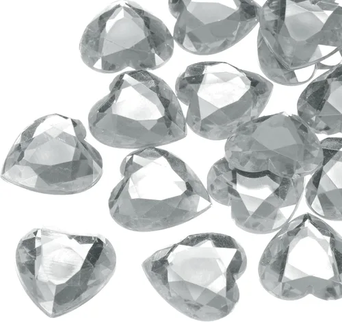 Miniatura 20 de MECCANIXITY 20 piezas de diamantes de imitación acrílicos de corazón de 0.787 pulgadas (0.787 in) con parte trasera plana, gemas de plástico