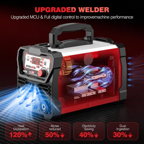 Miniatura 5 de 250A Soldador Mig, Soldador 110V FLUX MIG/ARC/Lift TIG sin gas, Soldador Mig 3 en 1 con sinergia e inversor IGBT, Soldador de núcleo de flujo