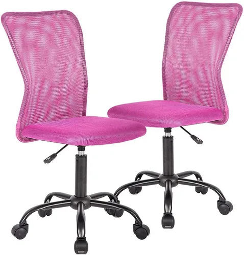Silla ergonómica de oficina, silla de escritorio de malla, silla ejecutiva para computadora, soporte lumbar para mujeres, hombres, rosa, paquete de 2