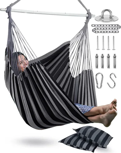 Miniatura 15 de Silla de columpio con cuerda colgante Lulladle - Silla de hamaca para dormitorios - Silla de columpio para interior - Silla colgante para exterior