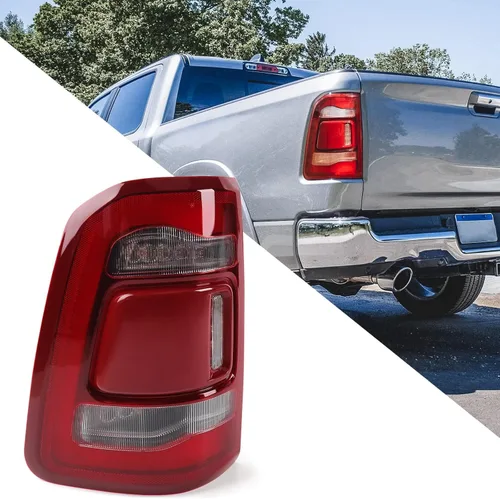 FIONE: Para Dodge Ram 1500 Conjunto de luz trasera sin punto ciego 2019-2022 tipo LED y lente roja cromado interior izquierdo lado del conductor luz