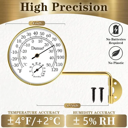 Miniatura 2 de Termómetro para exteriores, resistente a la intemperie y medidor de temperatura exterior decorativo para ventana, accesorios de invernadero y patio