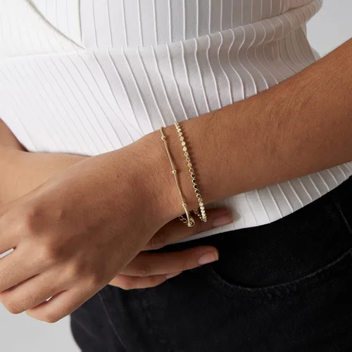 Miniatura 7 de MIDEEO - Pulseras chapadas en oro para mujer, juego de delgadas pulseras de cadena para combinar, de espiga, trenzada, de circonita cúbica