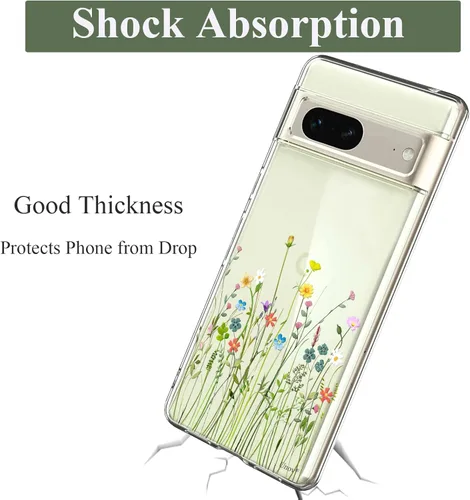 Miniatura 5 de Unov - Funda compatible con Pixel 7, diseño transparente, TPU suave, absorción de impactos, delgada, patrón labrado, cubierta protectora trasera