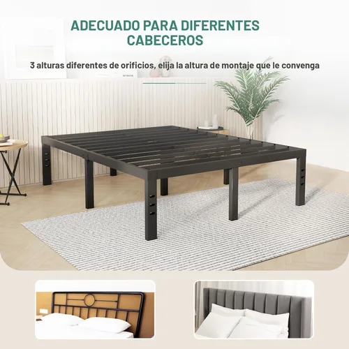 Miniatura 7 de Novilla Base de cama tamaño Queen, base de cama con plataforma de metal de 14 pulgadas tamaño Queen con espacio de almacenamiento debajo de la cama