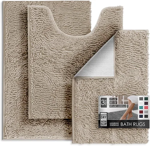 Miniatura 35 de Hearth & Harbor Alfombras de baño, tapete de baño de chenilla - Alfombras de baño lavables a máquina para baño con respaldo antideslizante de goma
