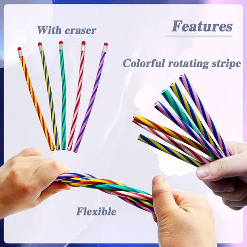 Miniatura 5 de 35 lápices suaves flexibles de 7 pulgadas, rayas coloridas para el día de San Valentín, regalo del día del niño, estudiantes, regalos de aula