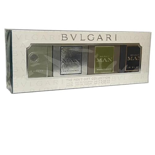 Bvlgari La colección de regalo para hombre para hombre – 4 piezas Mini set de regalo 0.2 fl oz Pour Homme (EDT), EDP - Rain Essence, Wood Essence,