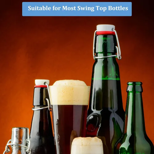 Miniatura 4 de 70 juntas de goma de silicona para botellas abatibles, arandelas superiores oscilantes, sellos a prueba de fugas, compatibles con botellas Grolsch