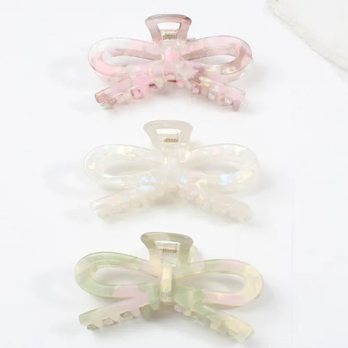 Miniatura 8 de Jayongnee - 3 pinzas para el cabello con lazo para mujer, pinzas antideslizantes para cabello fino o grueso, bonitos accesorios de mariposa