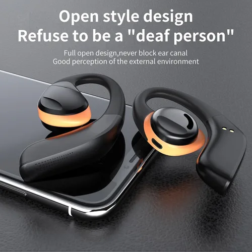 Miniatura 5 de Auriculares inalámbricos Bluetooth de oreja abierta, control táctil, conducción de aire, auriculares deportivos IPX5 impermeables, 50 horas de Negro