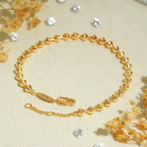 Miniatura 2 de BENEIGE Pulsera para mujer chapada en oro de 14 quilates, clip de papel satélite, bola ovalada, caja de cable, cadena de eslabones en capas