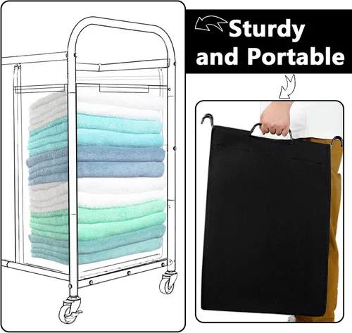 Miniatura 5 de Windyun 3 bolsas de repuesto para clasificador de ropa sucia hipotenusa, cesta de repuesto extraíble, bolsa organizadora de almacenamiento de Negro