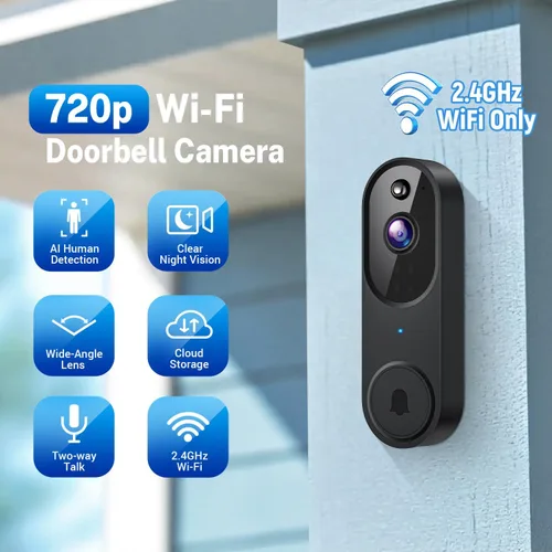 Miniatura 2 de Timbre de puerta con cámara de video inalámbrica Wi-Fi con detección de movimiento AI, audio de 2 vías, visión nocturna, almacenamiento en la nube
