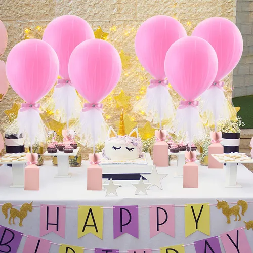 Miniatura 4 de Globos tutú de tul rosa con caja de dulces para centros de mesa de baby shower, mariposas para niñas, fiesta de cumpleaños, decoración de mesa