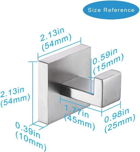 Miniatura 5 de TASTOS Ganchos para toallas de baño, níquel cepillado, paquete de 2 ganchos de acero inoxidable para bata y ropa, gancho de pared resistente
