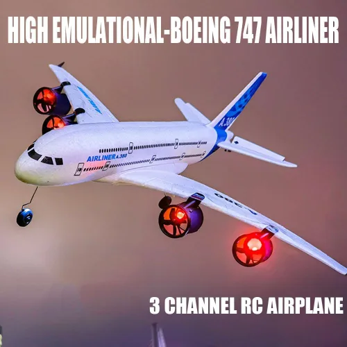 Miniatura 3 de RC Airbus 747 A380 2.4G Control remoto Avión eléctrico de cuatro motores RC Avión de juguete RC Avión con luces LED Avión resistente a caídas 2