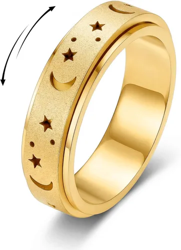 Miniatura 12 de ALEXTINA - Anillo de juguete para ansiedad para mujeres y hombres, giratorio, acero inoxidable, 0.24 y 0.31 pulgadas, alivio de ansiedad, para arco