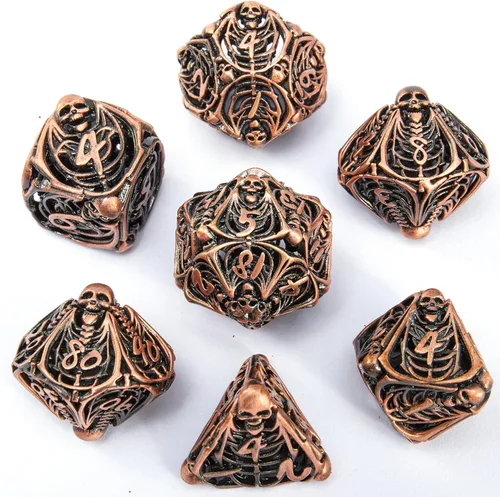 Miniatura 13 de Dados DND, dados de metal huecos D&D, juego de dados de mazmorras y dragones con caja de regalo, 7 piezas de juegos de dados poliédricos steampunk