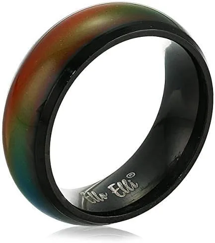 Miniatura 3 de Ello Elli Anillo de acero inoxidable de ajuste cómodo 0315in tono plateado y negro