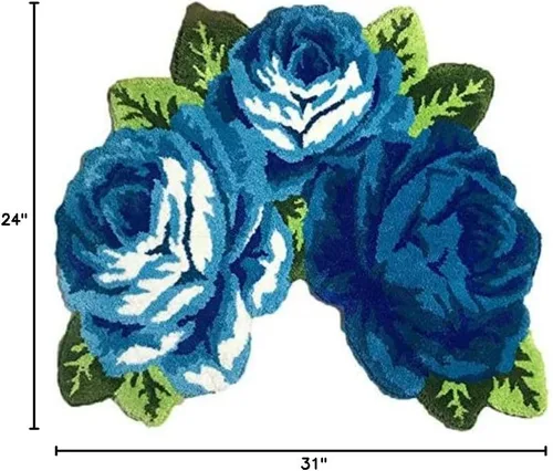Miniatura 2 de ABREEZE Alfombra floral en forma de U para inodoro, alfombra de baño, antideslizante, tapete de ducha de baño, tapete de baño absorbente de felpa