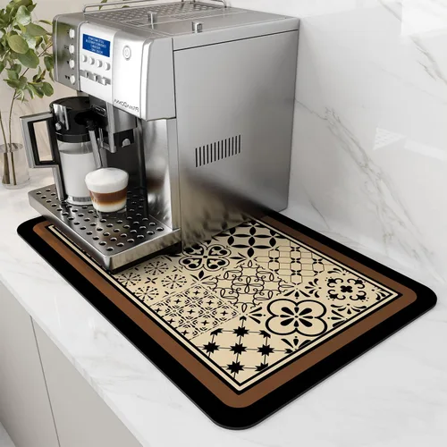 Miniatura 12 de AMOAMI Tapete de café absorbente con parte trasera de goma para secar platos para encimera de cocina, accesorios de bar para debajo de la cafetera