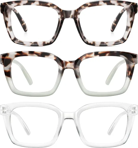 Miniatura 11 de XVXV Reading Glasses for Women Men - Blue Light Blocking Readers Oversize Square Anti Glare with Spring Hinge Mix1