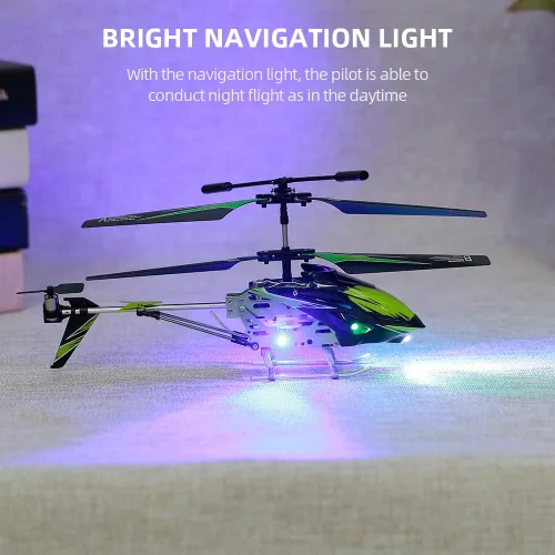 Miniatura 6 de GoolRC Helicóptero a control remoto con giroscopio y luz, S929-A 3.5 canales Mini helicóptero para principiantes (verde)
