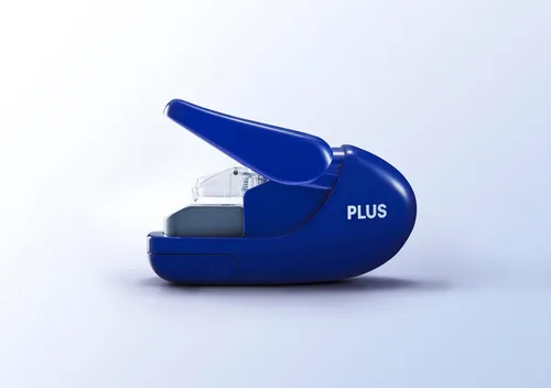 Miniatura 2 de PLUS Japan, engrapadora sin grapas, color azul, capacidad para 5 hojas, paquete de 1 pieza (1 x 1 grapadora)