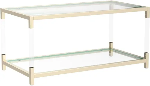 Miniatura 5 de AGV LIGHTING Mesa auxiliar BLEVIO 202205, mesa de centro de doble capa de diseño moderno, perfecta para el espacio vital, parte superior de vidrio