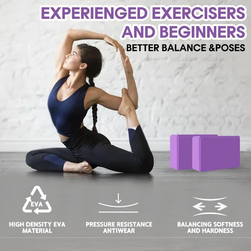 Miniatura 4 de Bloque de yoga - Espuma EVA de látex sin soporte - Superficie antideslizante suave con bisel para yoga, pilates, meditación - Accesorios de yoga