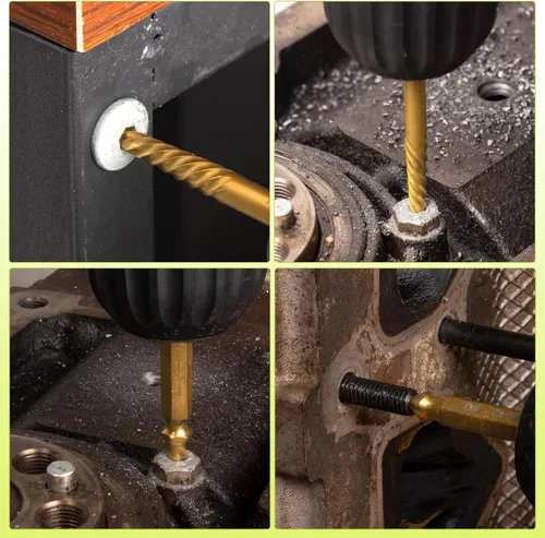 Miniatura 4 de Juego de 13 extractores de tornillos fáciles de sacar y juego de brocas para mano izquierda, juego de extractor de tornillos despojados para quitar