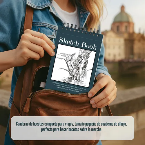 Miniatura 7 de Cuaderno de bocetos pequeño de 5.5 x 8.5 pulgadas, paquete de 2 mini blocs de bocetos en espiral superior, tapa dura pequeña, 100 hojas cada una