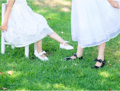 Miniatura 3 de Felix & Flora - Zapatos bajos de vestir con flores para niña pequeña, tipo bailarina, para fiesta, escuela o boda