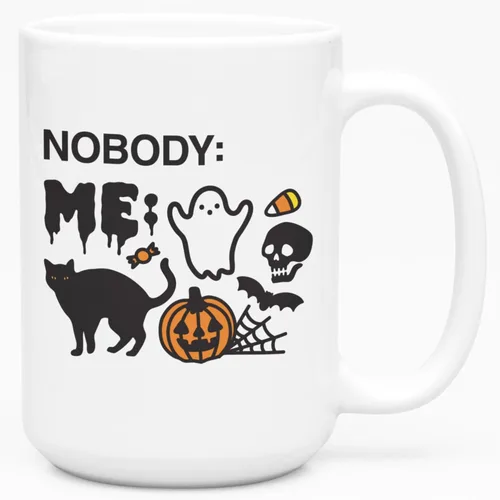 Miniatura 103 de LookHUMAN Taza de Café de Halloween – Halloween Is Meowgical Tazas, Taza de Café Espeluznante Idea de Regalos de Taza, 15 Onzas 10-Blanco