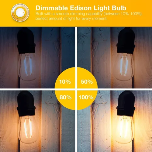Miniatura 3 de DAYBETTER Paquete de 6 bombillas LED Edison vintage, bombilla LED regulable E26, equivalente a 60 vatios, bombillas de luz LED de filamento antiguo