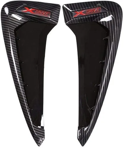 Para BMW X5 F15 2014 2015 2016 2017 Car styling ABS Chrome lateral Wing Fender Air Guide Vents Frame Trim Accesorios (Negro+rojo)