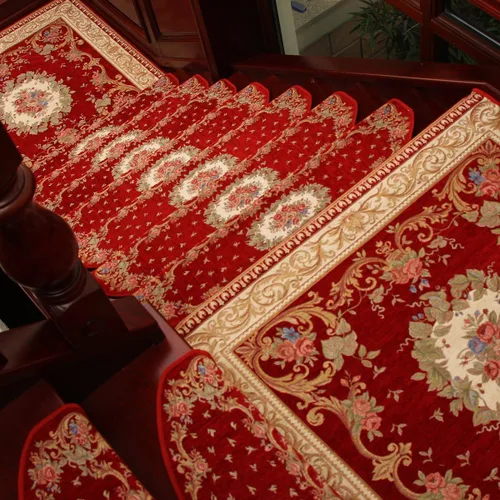 Miniatura 2 de KEYAMA Alfombra de acrílico para interiores, diseño floral, antideslizante, cinta libre - 9 pulgadas de ancho x 30 pulgadas de largo, rojo 059