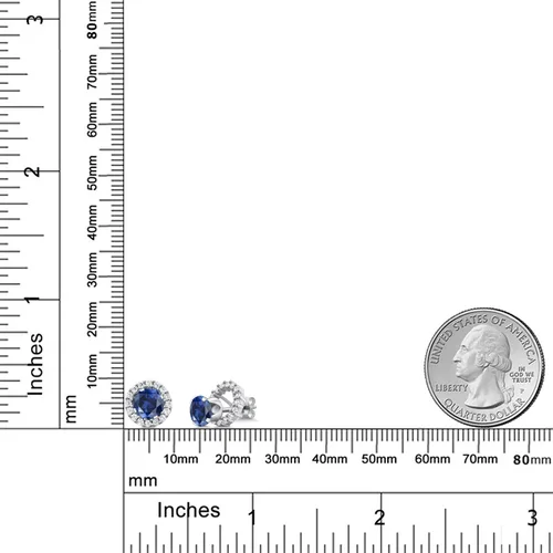 Miniatura 288 de Gem Stone King Aretes redondos de plata de ley 925 de 0.236 in con piedra natal extraíble para mujer