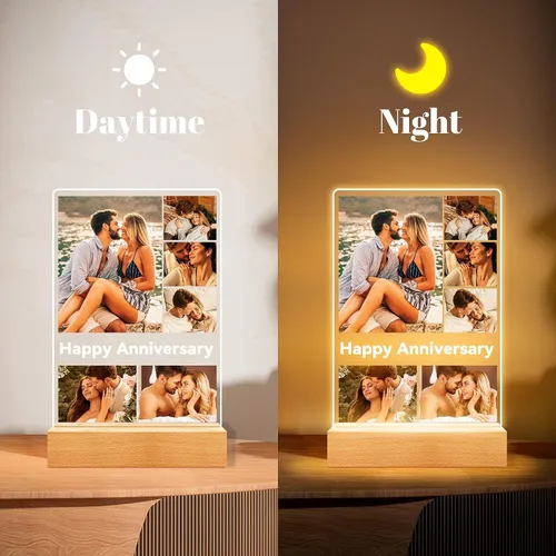Miniatura 4 de Marcos de fotos personalizados con foto, marco de fotos personalizado con luz nocturna, marco de fotos personalizado, regalos de aniversario