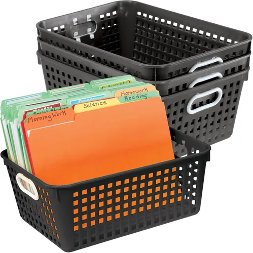 Miniatura 12 de Really Good Stuff Cesta de almacenamiento de papel de escritorio 14x10 - Negro
