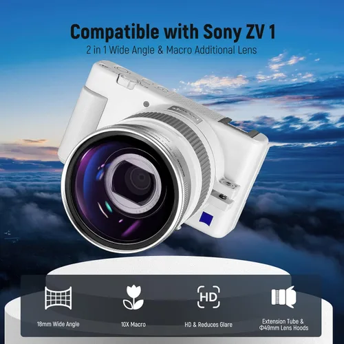Miniatura 2 de NEEWER 2 en 1 Lente gran angular de 18mm y lente macro 10x con tubo de extensión, adaptador de montura bayoneta y paño de limpieza, solo compatible
