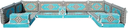 Miniatura 25 de arabicsofa Cojines de piso árabe en forma de U – Sofá tradicional Majlis con sofá otomano