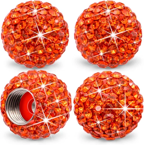 Miniatura 17 de 4 piezas de tapas de vástago de válvula de neumático con cristal brillante de diamante, tapas de válvula de neumático de rueda de coche con brillo