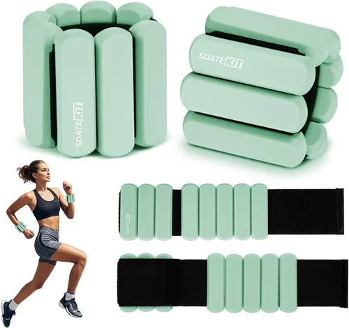 Miniatura 17 de Pesas ajustables de muñeca y tobillo para mujeres y hombres, paquete de 2 (1 libra cada una), brazalete de silicona con peso para pilates, gimnasio