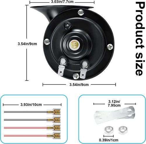 Miniatura 5 de Bocina de coche, bocina de camión de 12 V, 300 db, bocina de motocicleta, impermeable, bocina de tren, impermeable, tono alto, bajo, ajuste
