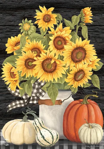 Miniatura 20 de Bandera patriótica de calabaza para jardín, girasoles de EE. UU., 12.5 x 18 pulgadas Briarwood Lane Calabazas